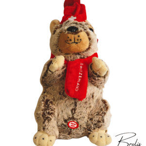 Peluche Marmotte Suisse – Avec bonnet et écharpe « Switzerland »