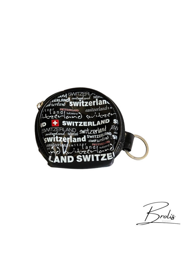 porte-monnaie noir Switzerland, porte-monnaie souvenir Suisse, porte-monnaie avec porte-clés