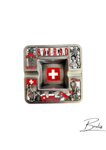 Cendrier Suisse carré en métal – Souvenir Switzerland décoratif