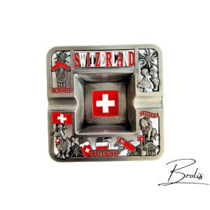 Cendrier Suisse carré en métal – Souvenir Switzerland décoratif